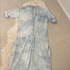 Free People Denim Duster Shirt Dress — XS